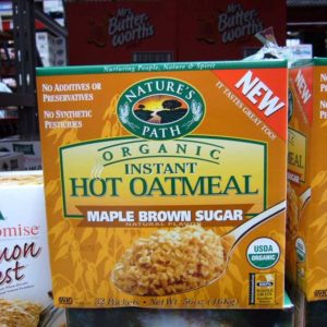 Club store packaging - Nature's Path organic instant hot oatmeal.